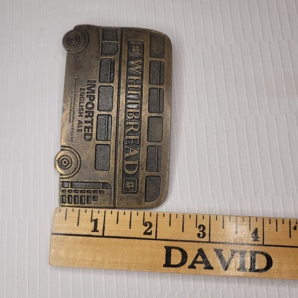 Vintage Whitbread Imported English Ale Bus Brass Belt Buckle